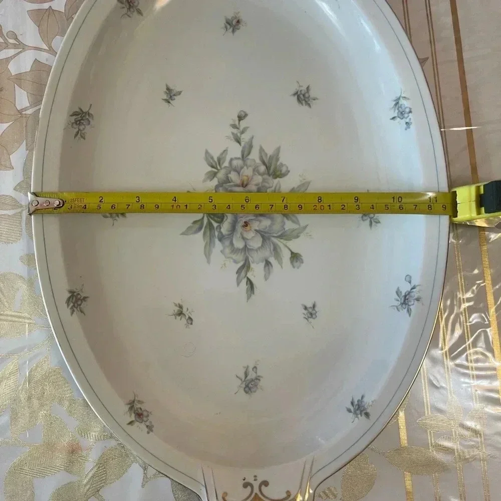 VTG Meito China "Virginia"  17 1/2" Handled Oval Serving Platter JAPAN white - Picture 2 of 5
